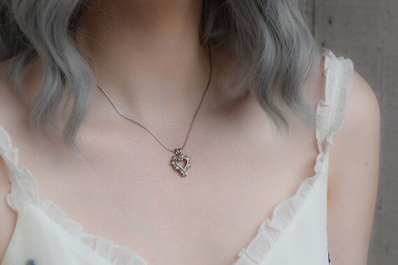 Sterling Silver and Citrine Open Heart Necklace, … - image 3