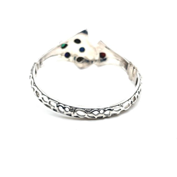 Sterling Silver Multigem Hinged Bangle Bracelet, … - image 3