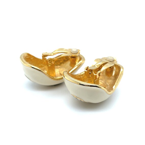 Gold Tone Designer KJL Kenneth J Lane Cream Ename… - image 3