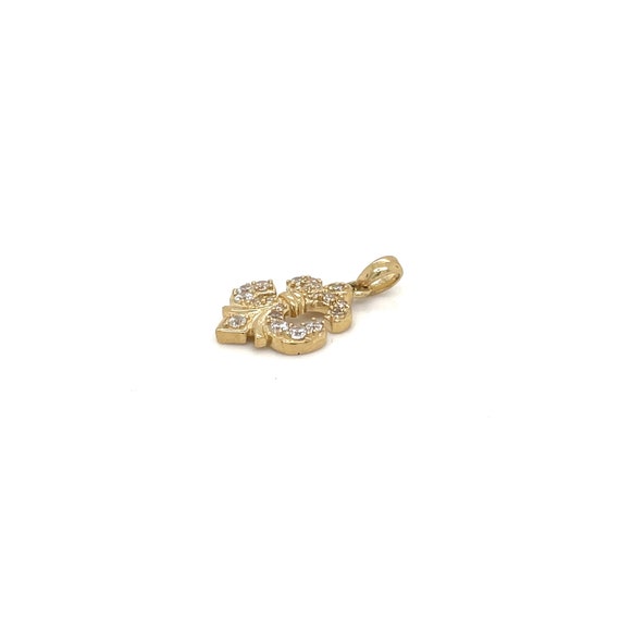 10k Yellow Gold CZ Fleur de Li Pendant, 10k Gold … - image 3