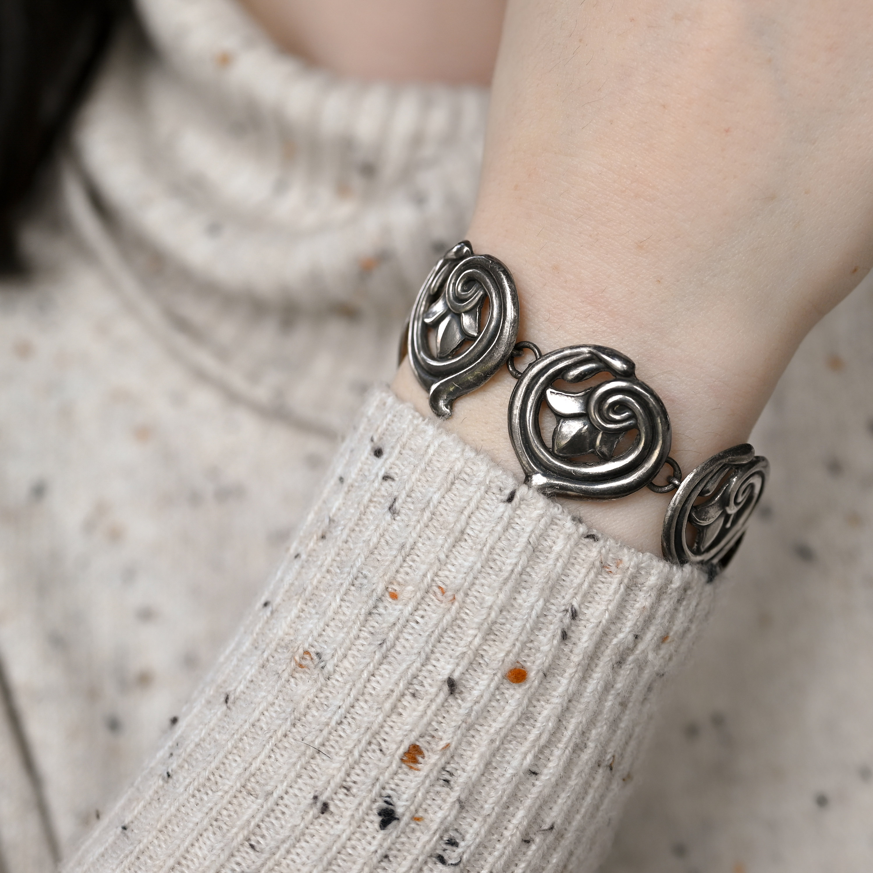 Early Sterling Silver Mexican Bracelet, Antique Sterling Bracelet