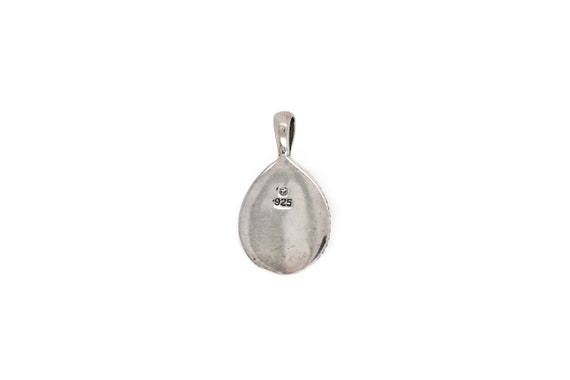 Sterling Silver Teardrop Faux Turquoise Pendant, … - image 2