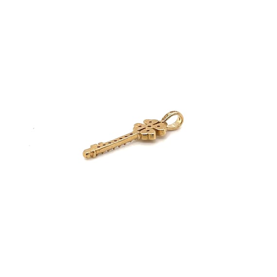 10k Yellow Gold Four Clover Key Pendant, Gold Key… - image 3