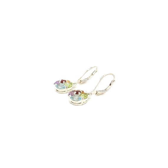 Sterling Silver Multigem Rainbow Dangle Earrings,… - image 5