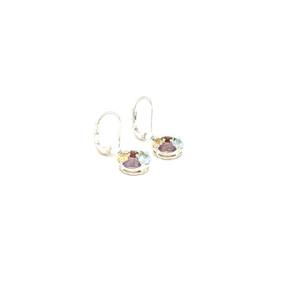 Sterling Silver Multigem Rainbow Dangle Earrings,… - image 2