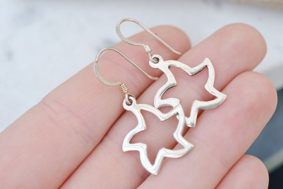 Sterling Silver Star Dangle Earrings, Star Jewelr… - image 2