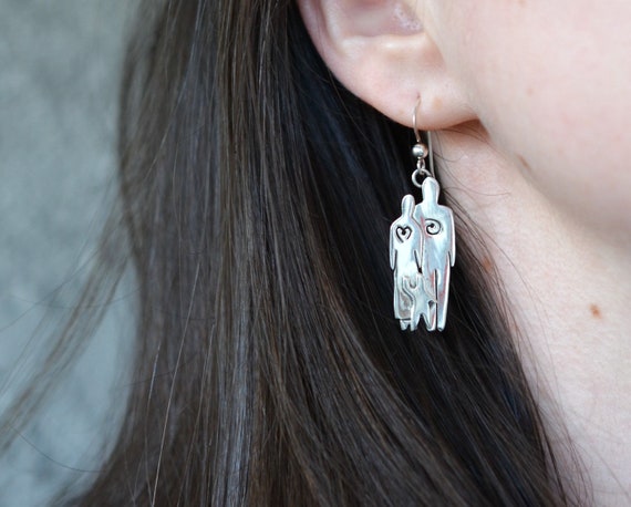 Fun Sterling Silver Far Fetched Family Earrings, … - image 1