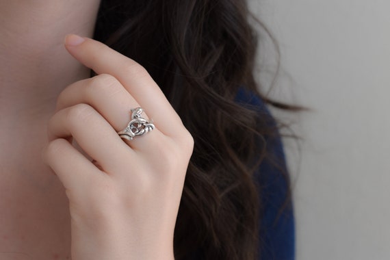 Sterling Silver Double Dolphin Wave Ring, Sterlin… - image 3