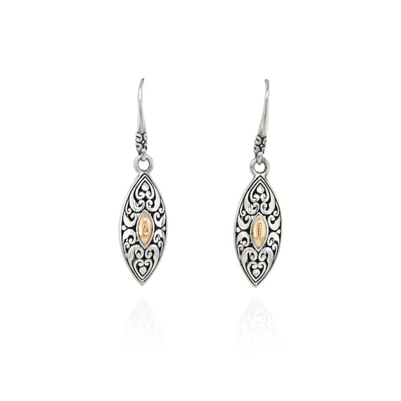 Sterling Silver and 18k Yellow Gold Filigree Dang… - image 1