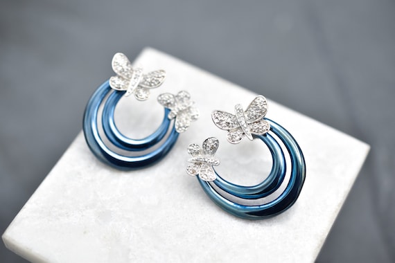 Sterling Silver and Blue Stainless Steel Gemstone