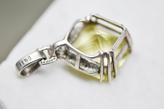 Sterling Silver Lemon Quartz Statement Pendant, S… - image 2