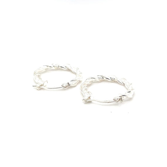 Sterling Silver Twisted Hoop Earrings, Round Ster… - image 3