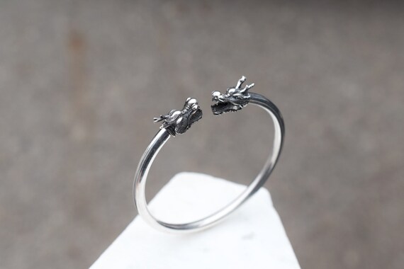 Sterling Silver Chinese Dragon Open Bangle Bracele