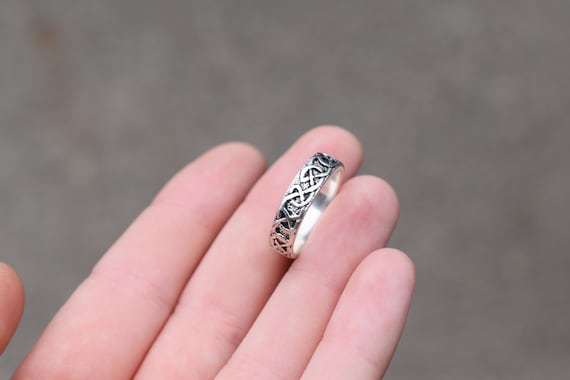 Sterling Silver Celtic Knot Dragon Ring, Silver C… - image 2