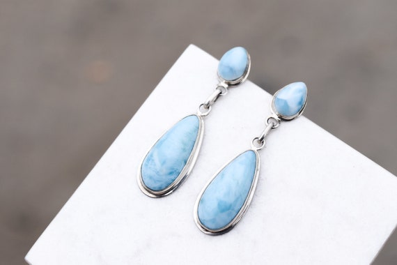 Sterling Silver Larimar Dangle Earrings, Sterling