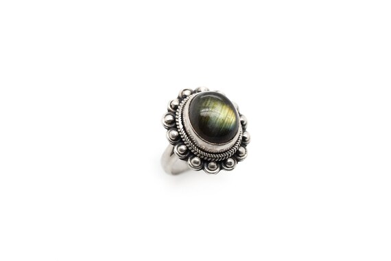 Handmade Sterling Silver Labradorite Ring, Labradorite Jewelry, Sterling Boho Jewelry, Boho Sterling Gemstone Ring, Oval Labradorite Ring
