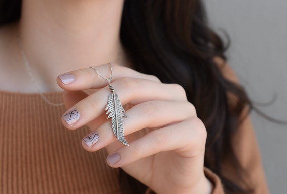 Sterling Silver Native American Feather Necklace,… - image 4