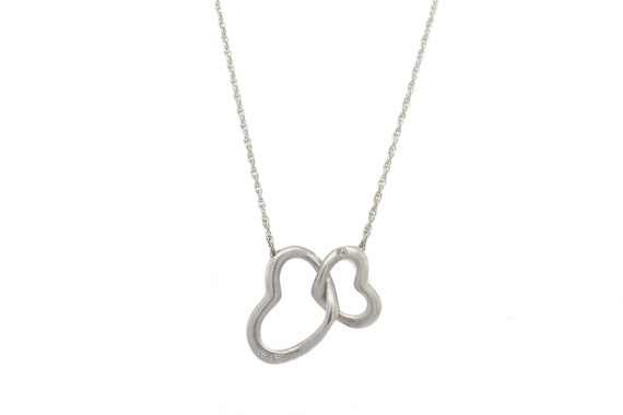 Sterling Diamond Interlocked Heart Necklace, Silv… - image 1