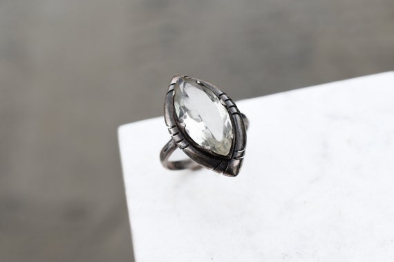 Sterling Silver Mexican Modernist Marquise Gemston