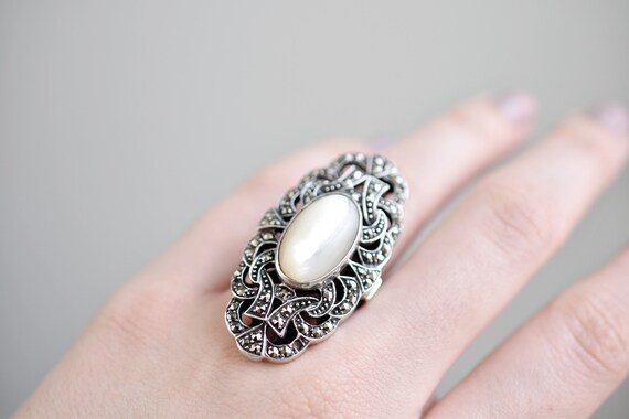 Sterling Silver Art Deco Marcasite and Mother of P