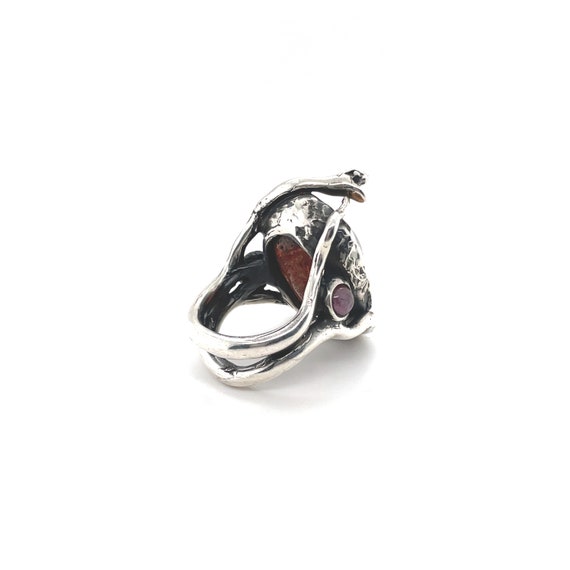 Sterling Silver Coiled Gemstone Snake Ring, Sterl… - image 5