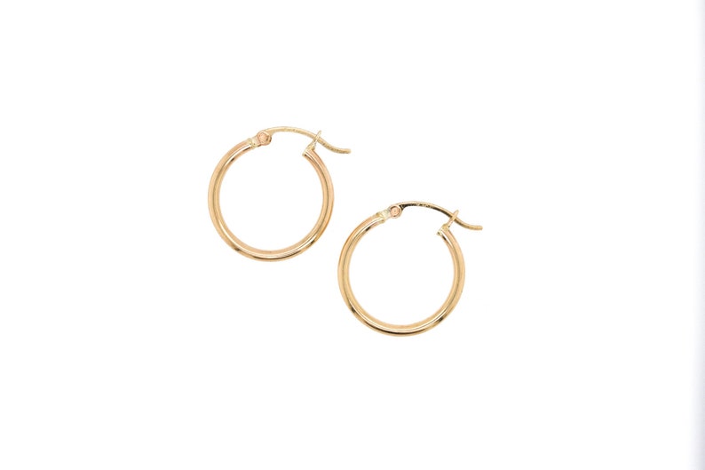 10k Yellow Gold 3/4 inch Hoop Earrings, Yellow Gold Hoops, Minimalist Yellow Gold Hoop Earrings, 10k Gold Earrings, Thin Gold Hoops image 1