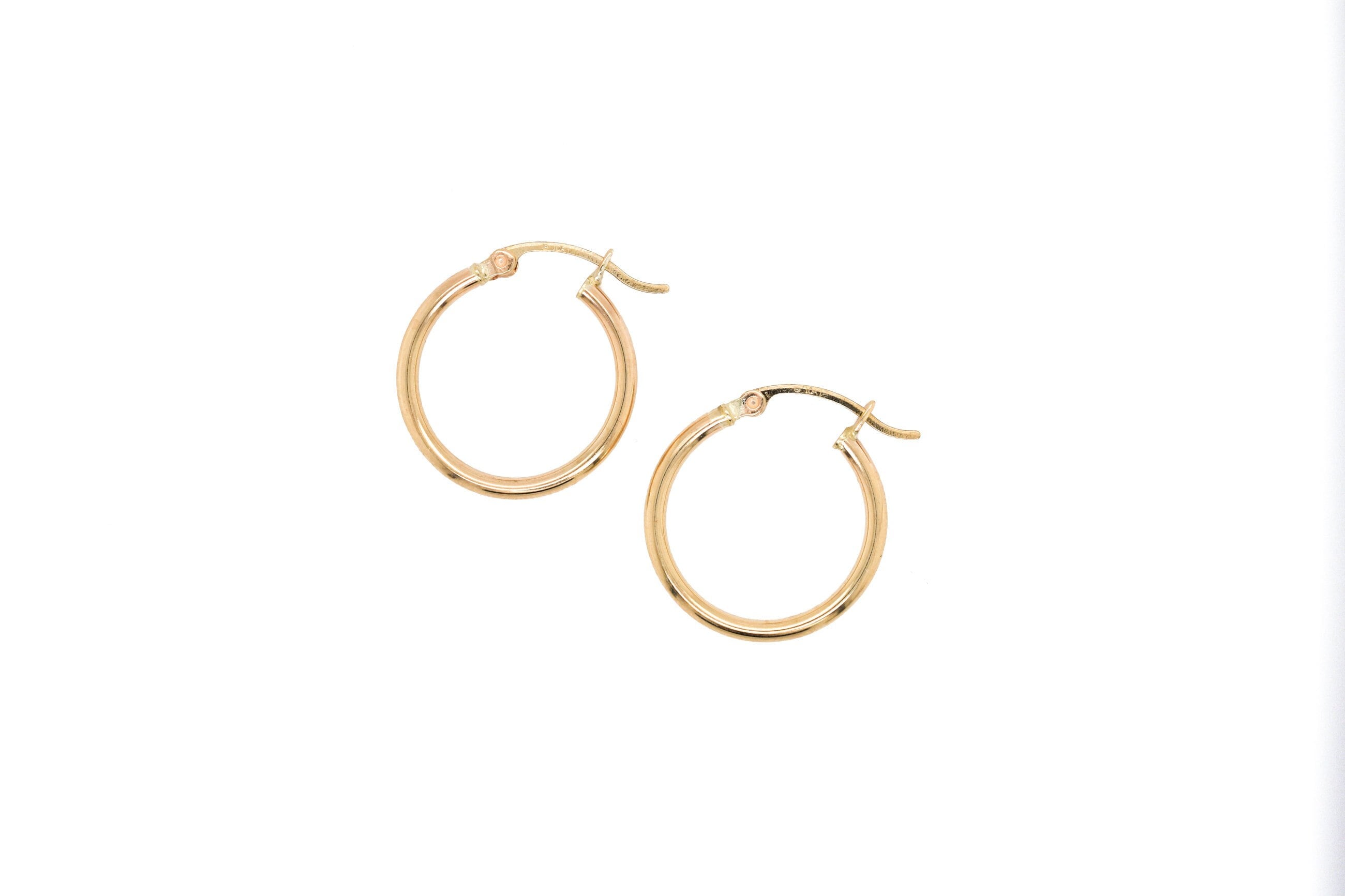 10k Yellow Gold 3/4 Inch Hoop Earrings, Yellow Gold Hoops  display picture 1