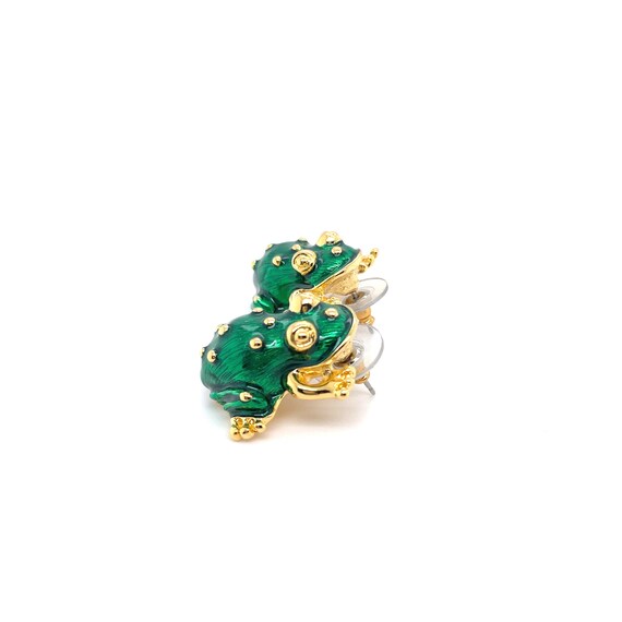 Gold Tone Designer KJL Kenneth J Lane Green Ename… - image 3
