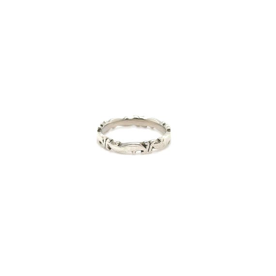 Sterling Silver Scroll Pattern Band Ring, Simple … - image 5