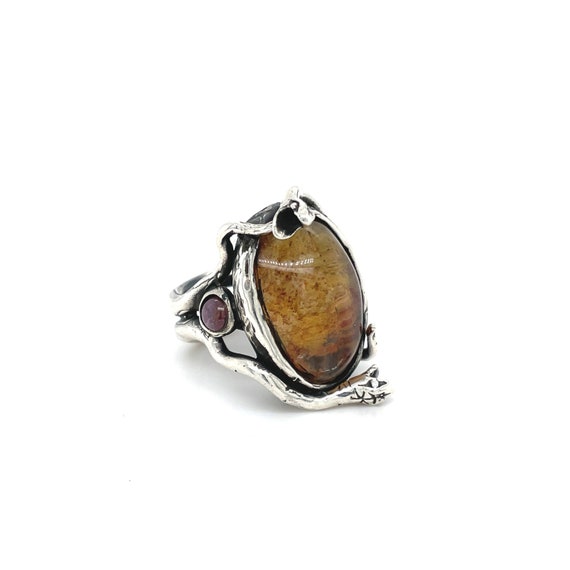 Sterling Silver Coiled Gemstone Snake Ring, Sterl… - image 3