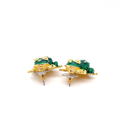 Gold Tone Designer KJL Kenneth J Lane Green Ename… - image 4