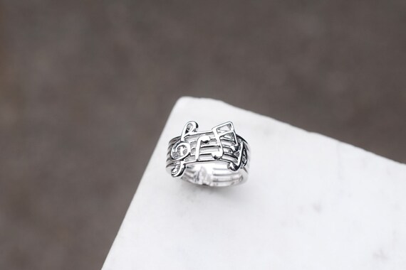 Sterling silver deals music note ring