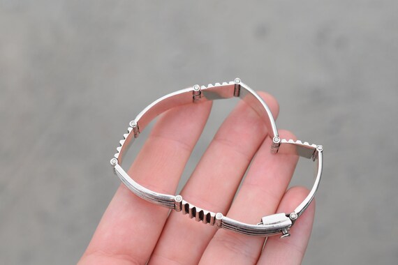 Solid Sterling Silver Unique Link Bracelet, Men's… - image 2