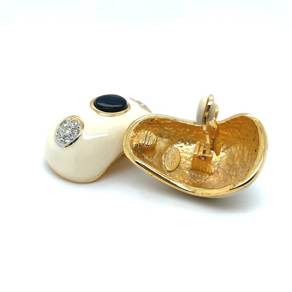 Gold Tone Designer KJL Kenneth J Lane Cream Ename… - image 4
