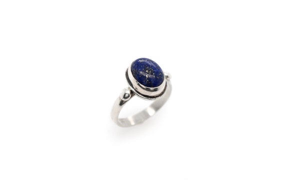 Sterling Silver Lapis Gemstone Ring with Pyrite, O