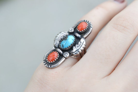 Turquoise and deals coral ring