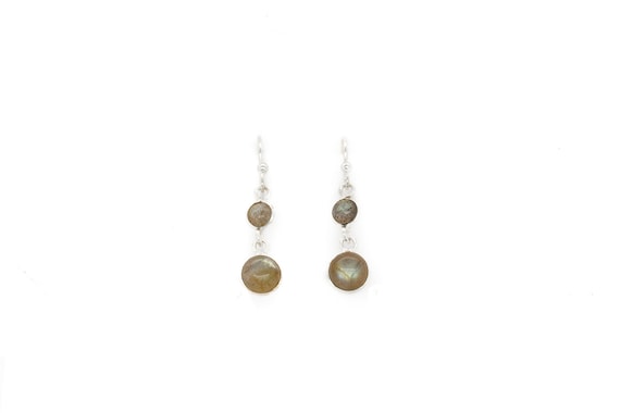 Simple Sterling Silver Labradorite Dangle Earring… - image 1