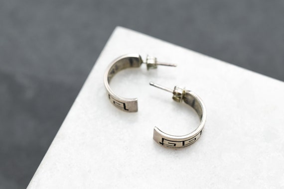 Sterling Silver Navajo S SKEETS Tribal Hoop Earrings Native