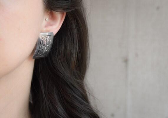 Sterling Rectangular Native American Stamped Earr… - image 4
