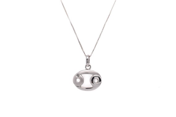 Sterling Silver Cancer Zodiac Necklace, Zodiac Je… - image 1