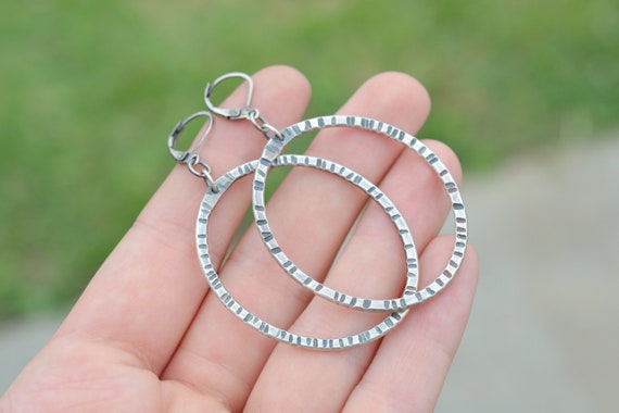 Artisan Sterling Silver Textured Dangle Earrings,… - image 5
