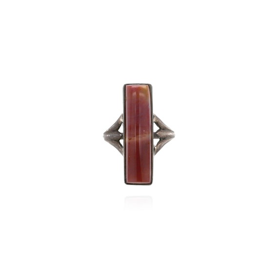 Sterling Silver Long Agate Ring, Agate Jewelry, Antique Agate Ring, Sterling Silver Agate Jewelry, Antique Sterling Rectangular Agate Ring