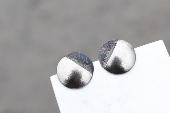 Sterling Silver Textured Dome Earrings, Unique Ste