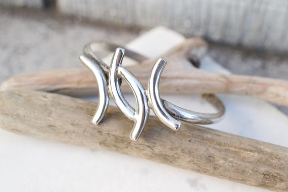 Sterling Silver Abstract TAXCO Cuff Bracelet, Sterling Silver Taxco Bracelet, Taxco Jewelry, Mexican Sterling Cuff Bracelet, Modernist Cuff