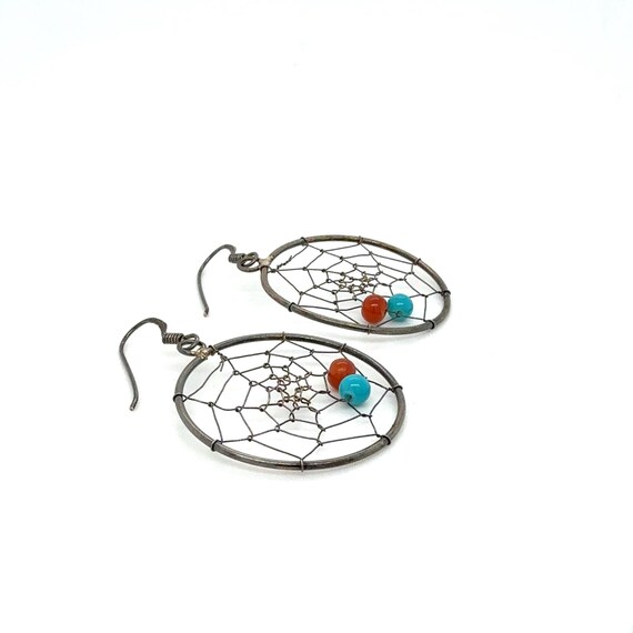 Delicate Sterling Silver Beaded Dreamcatcher Dang… - image 2