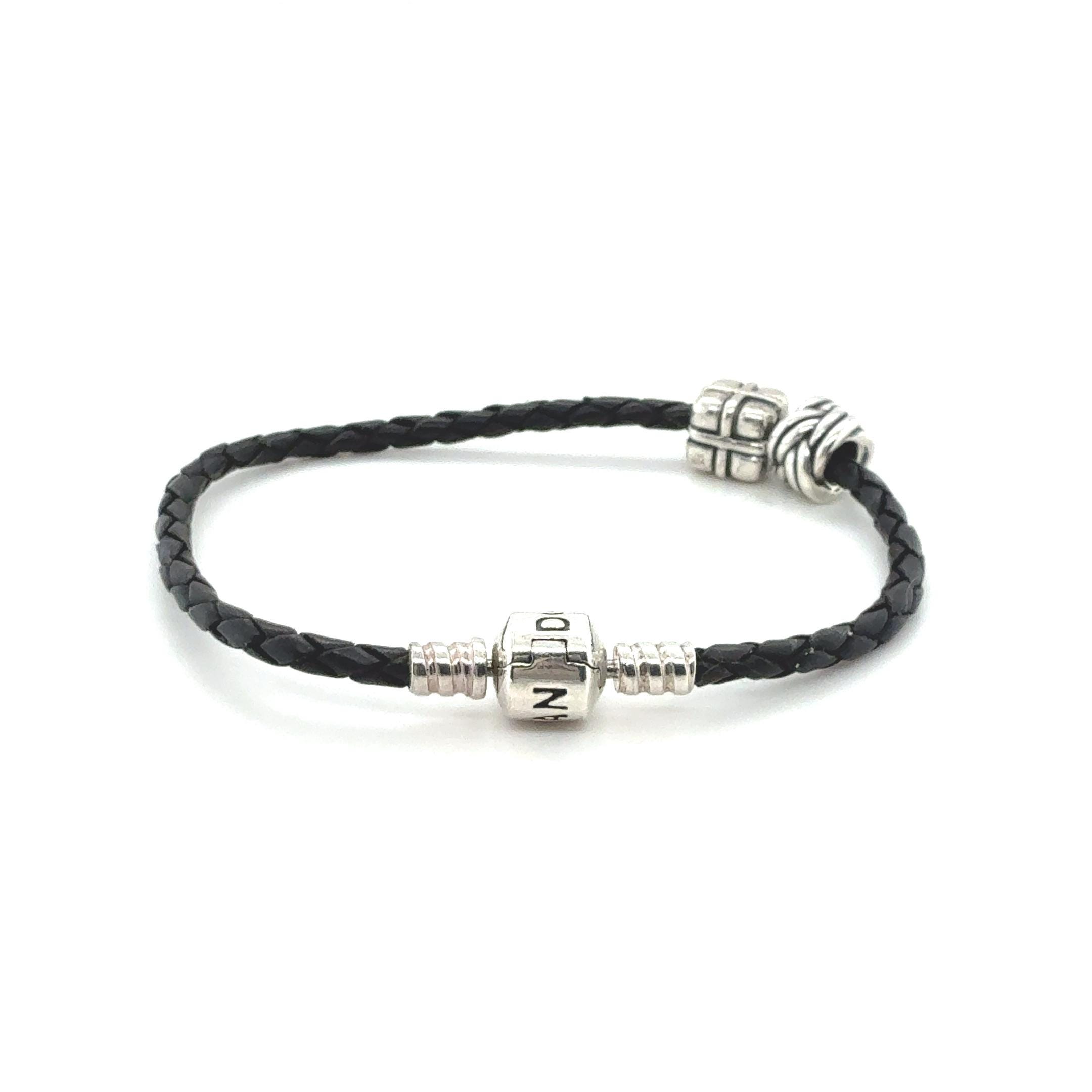 本物のスターリングシルバー PANDORA ブレスレット、チャーム 2 個付き