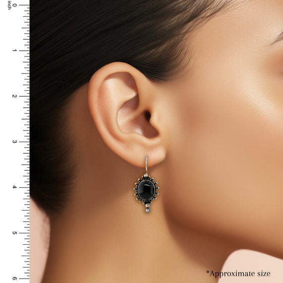 Sterling Silver Black Onyx Dangle Earrings, 925 S… - image 6