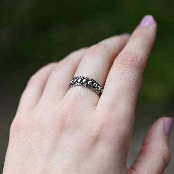Sterling Silver Bumpy Texture Band Ring, Sterling… - image 4