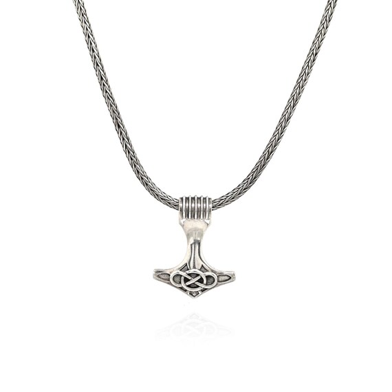 Solid Sterling Silver Celtic Weave Thor's Hammer … - image 1