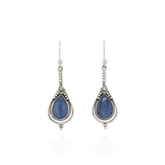 Sterling Silver Boho Gemstone Dangle Earrings, St… - image 1